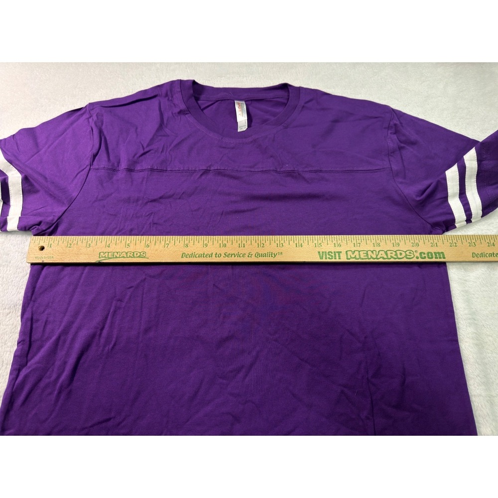 Royal Avalon Sport Mens Purple Football Jersey Style T-Shirt‎ Striped Sleeve L - Picture 8 of 8